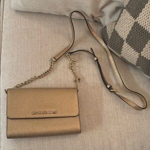 Michael Kors Gold Crossbody Bag with Chain Detail